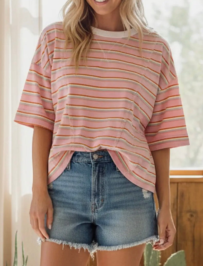 Pink Striped Top