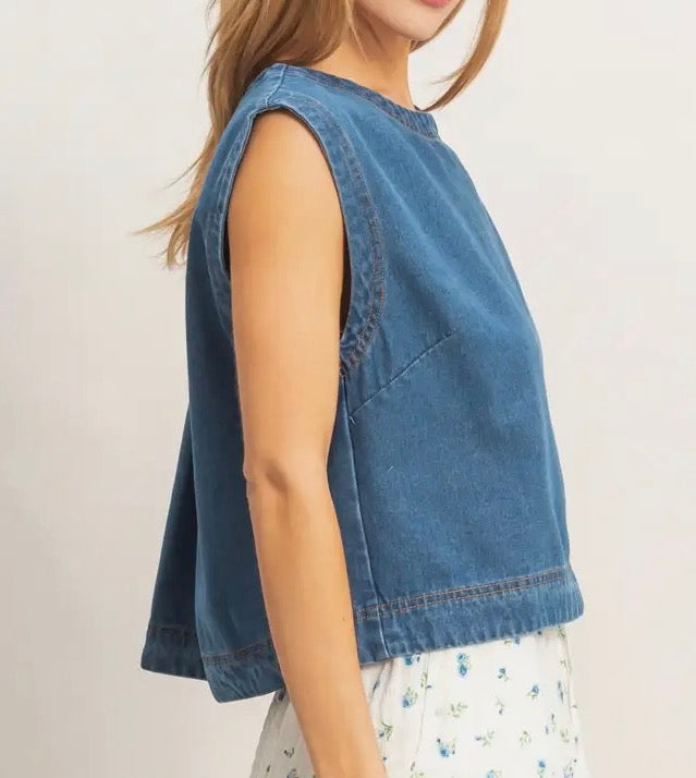 Sleeveless Denim Top