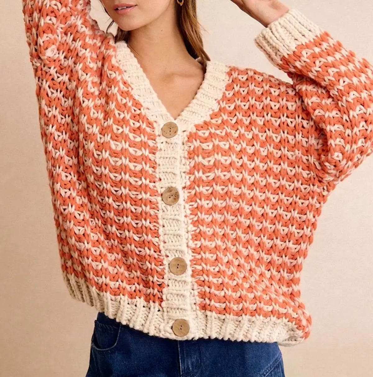 Orange/Ivory Chunky Sweater
