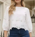 Embroidered Eyelet Top