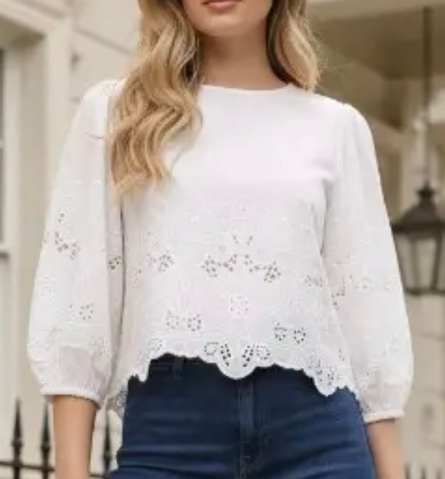 Embroidered Eyelet Top