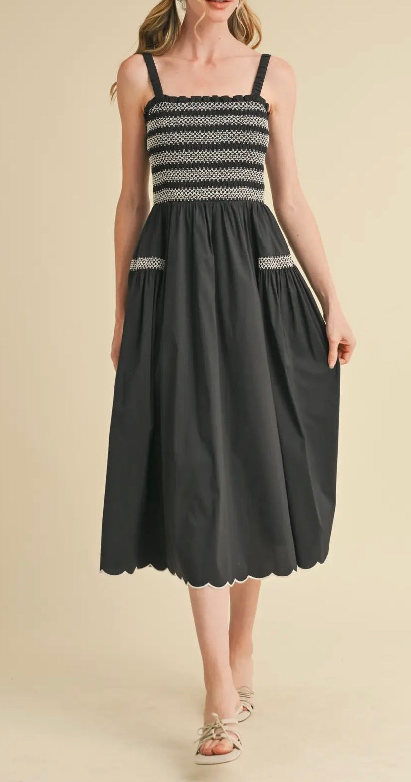 Scallop Midi Dress