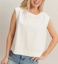 White Sleeveless Denim Top