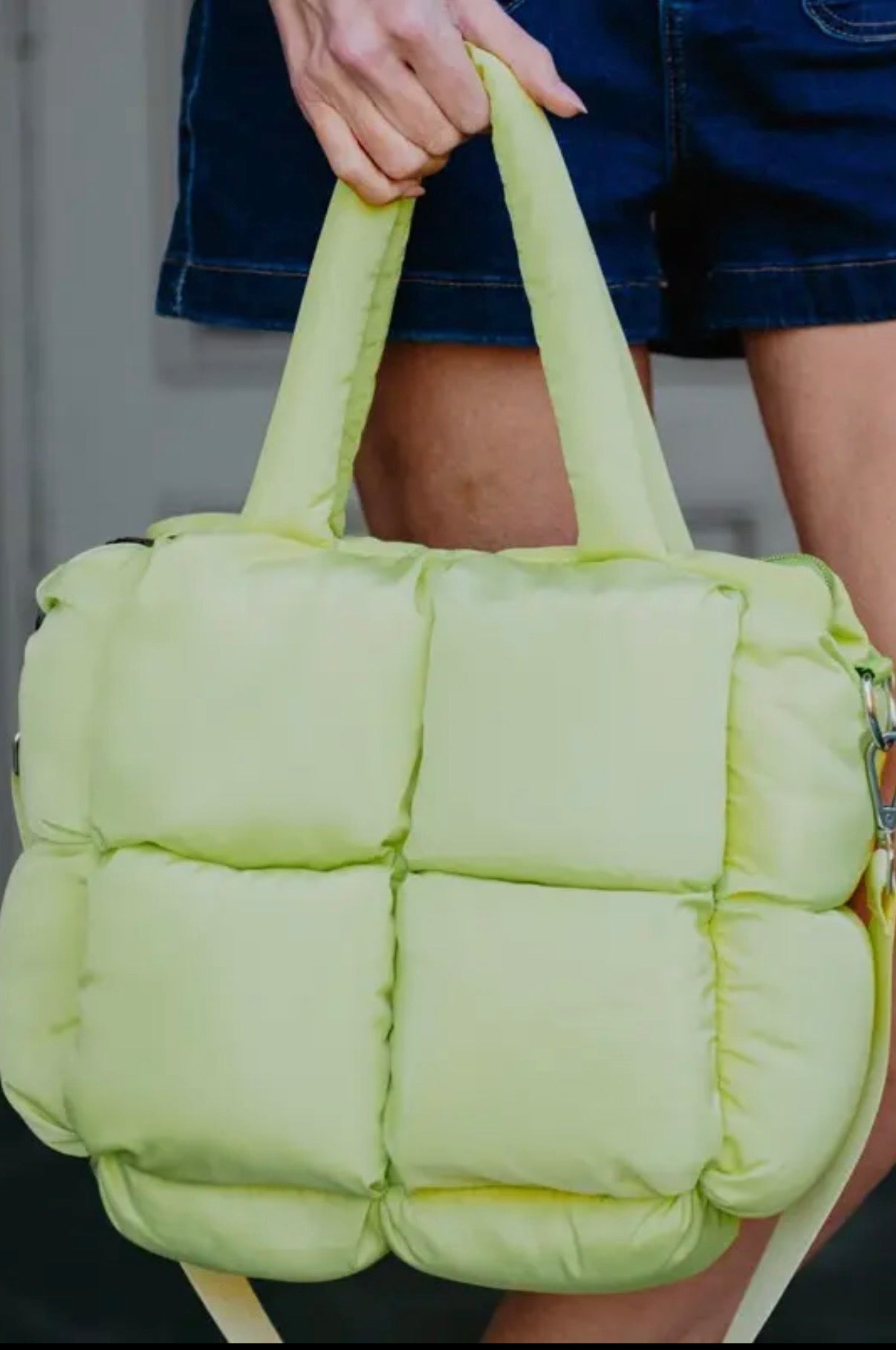Lime Green Puffer Tote