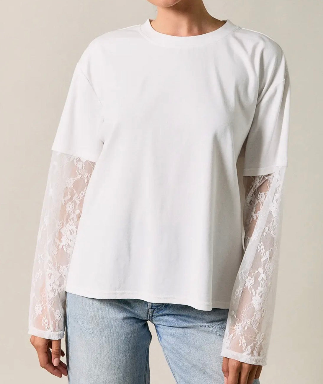 White Lace Oversized Tee