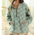 Checker Denim Half Zip