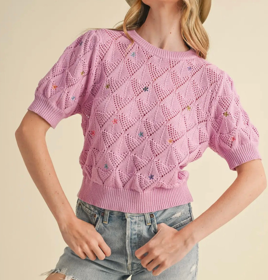 Pink Floral Sweater