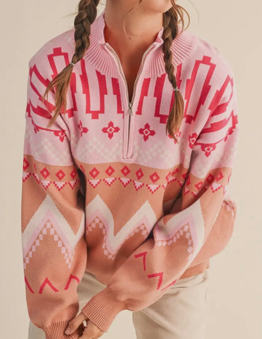 Geometric Half Zip