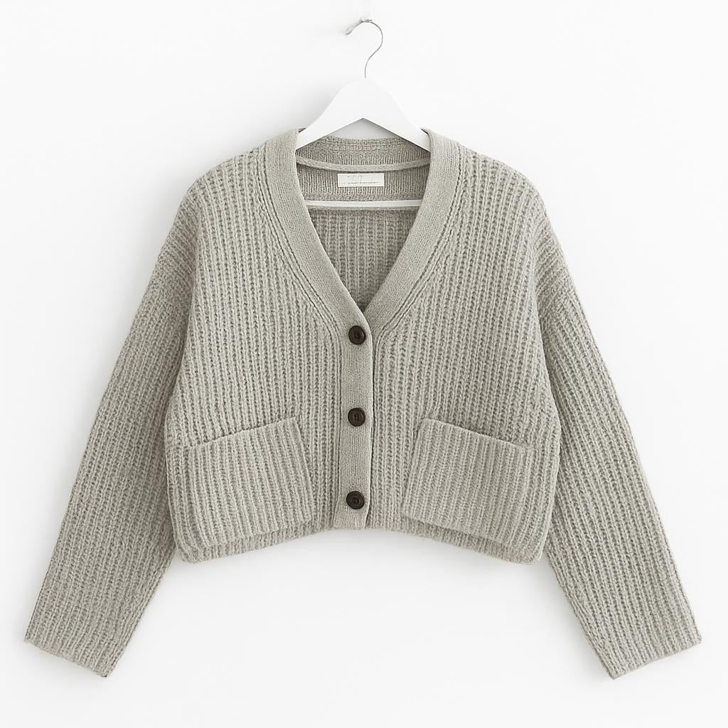 Grey Ribbed Cardigan